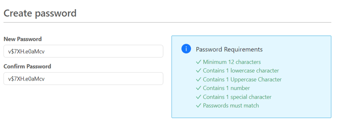 Password requirements